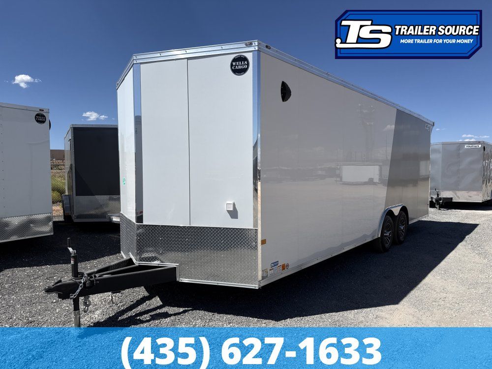 8.5x24 Wells Cargo Revv Enclosed Car Hauler Trailer - 7'6" Interior - 10K GVWR - .080 PolyCor, 2 Tone Color, Rear Spoiler w/