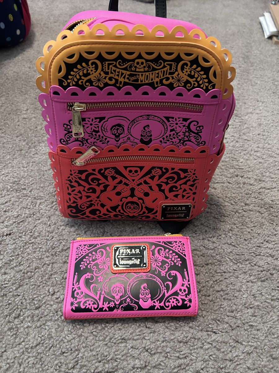 Loungefly Disney Pixar Coco Papel Picado Mini Backpack and Wallet