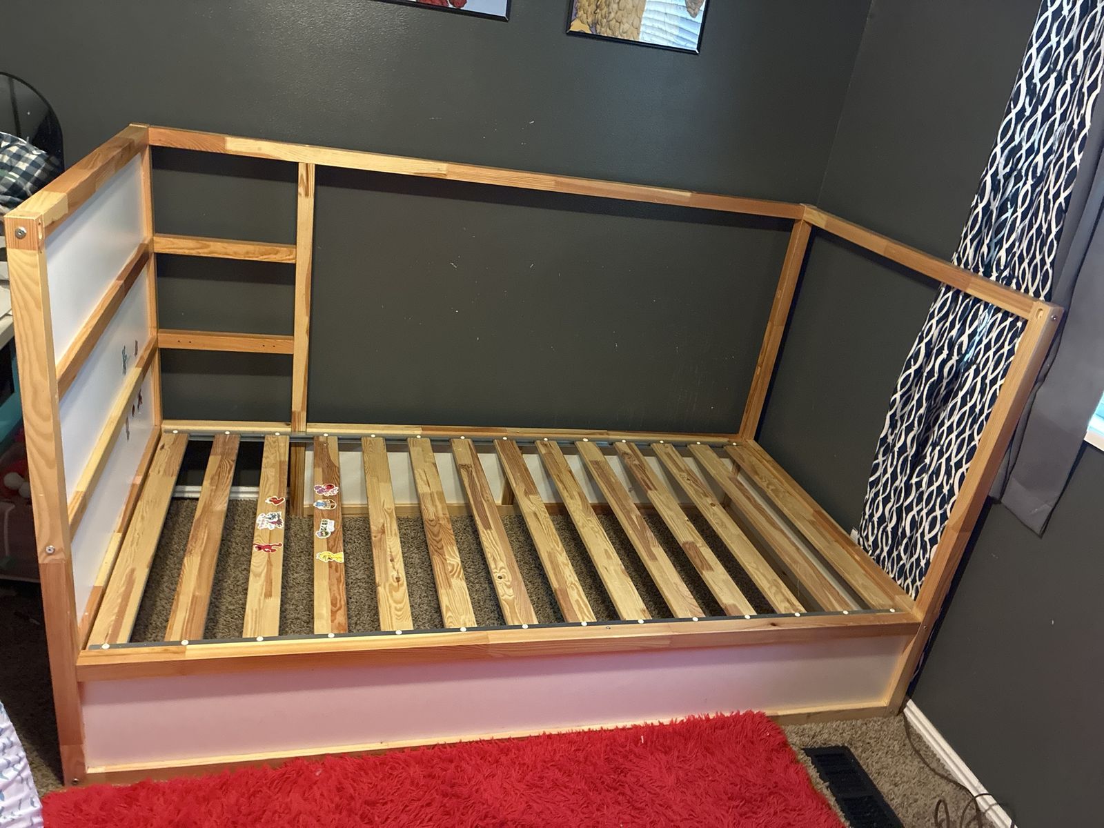 Kids Wooden Loft/Platform Bed Frame with Built-in ladder - Natural Wood Finish
