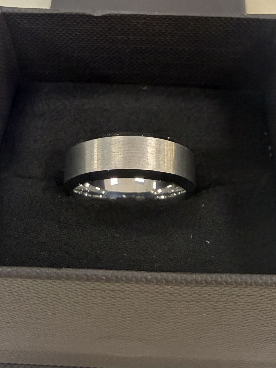Men's size 9.5  Tungsten Beveled Edge Wedding Band/Fashion Ring - Brushed Finish.