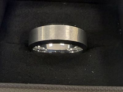 Men's size 9.5 Tungsten Beveled Edge Wedding Band/Fashion Ring - Brushed Finish.