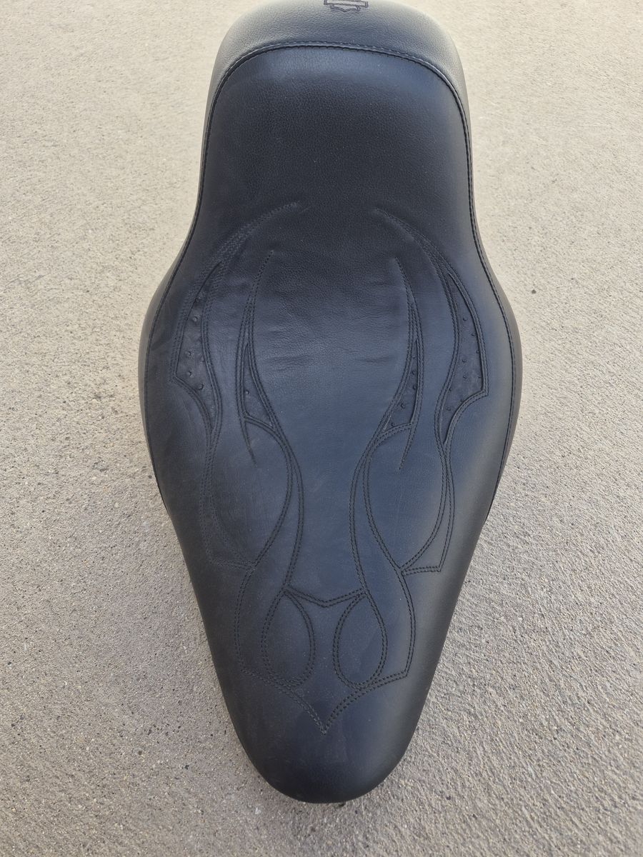 Harley Davidson Single Rider Seat with stitched flames