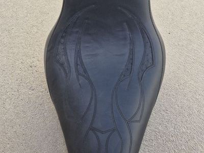 Harley Davidson Single Rider Seat with stitched flames