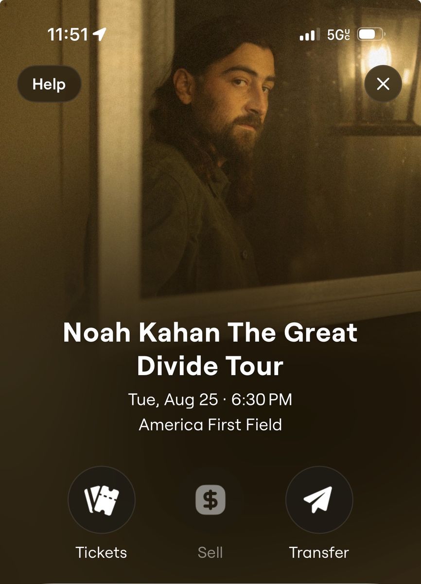 Noah Kahan August 25th Sandy, Utah Tickets (x4)