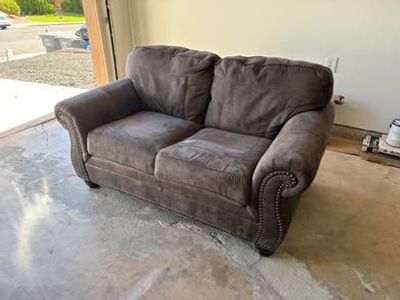 Beautiful Dark Brown Loveseat with Nailhead Trim - Great Condition