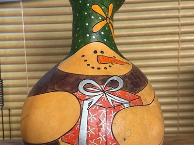 Folk Art Handcrafted Hand Painted Gourd Melissa Br