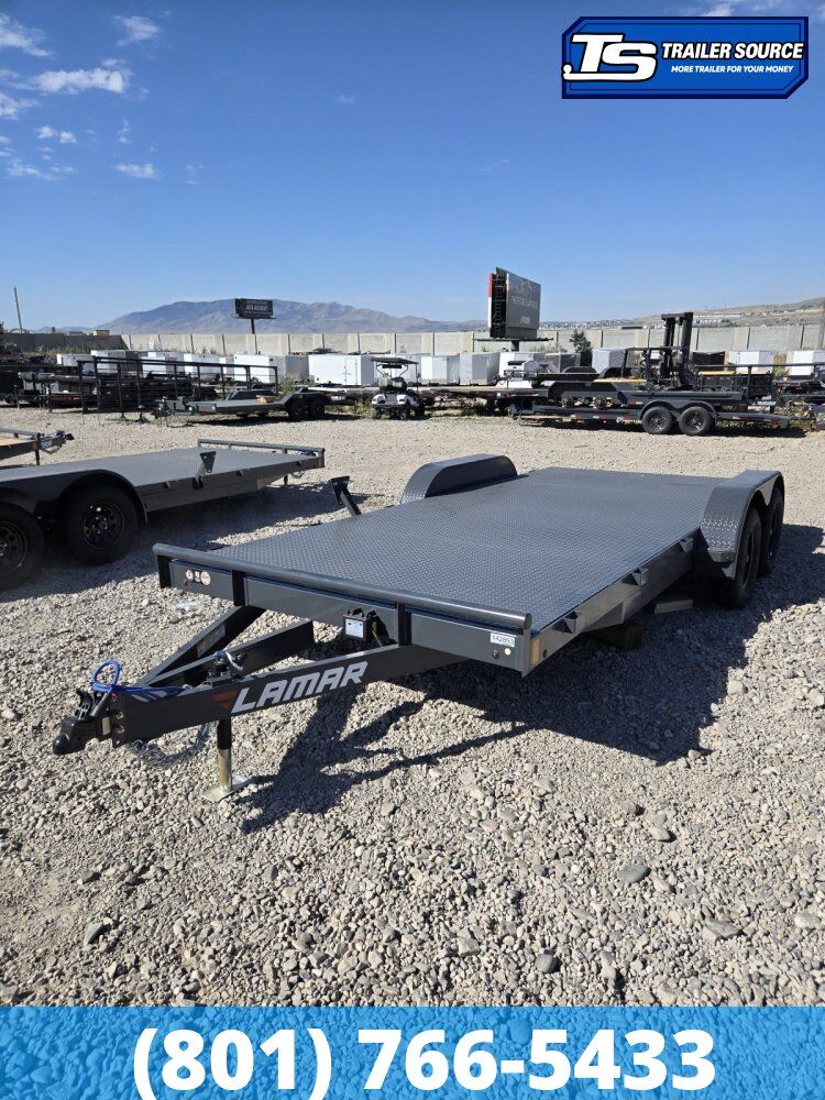 7x18 Lamar CE Flatbed Car Hauler Trailer - 7K GVWR Full Steel Floor