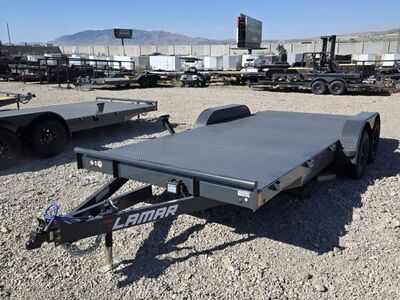 7x18 Lamar CE Flatbed Car Hauler Trailer - 7K GVWR Full Steel Floor