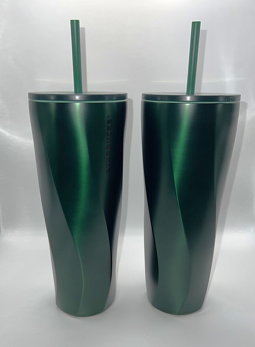 Set of 2 Starbucks Green Twisted 24oz Tumblers - Brand New
