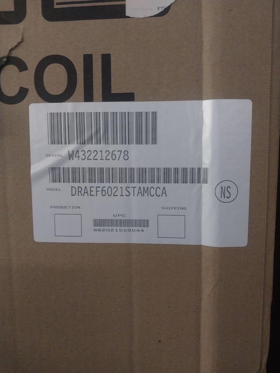 5Ton, 21" Durastar R-410A HVAC Indoor Evaporator Coil - New in Box