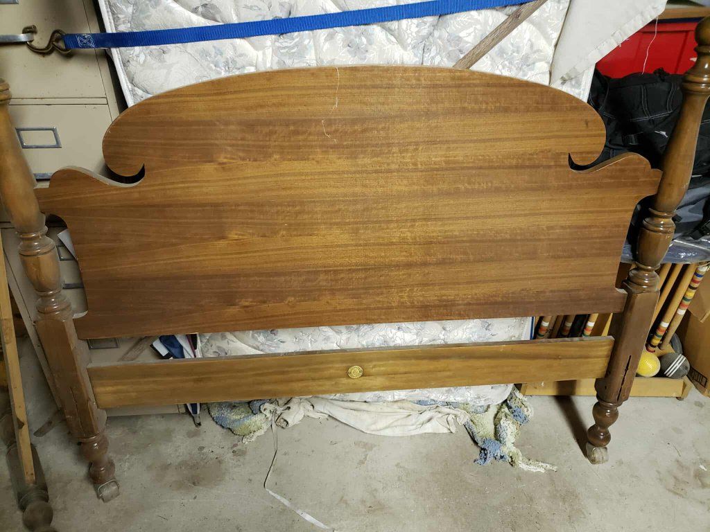 Vintage Solid Wood Full Size Headboard & Footboard, Carved Post Details