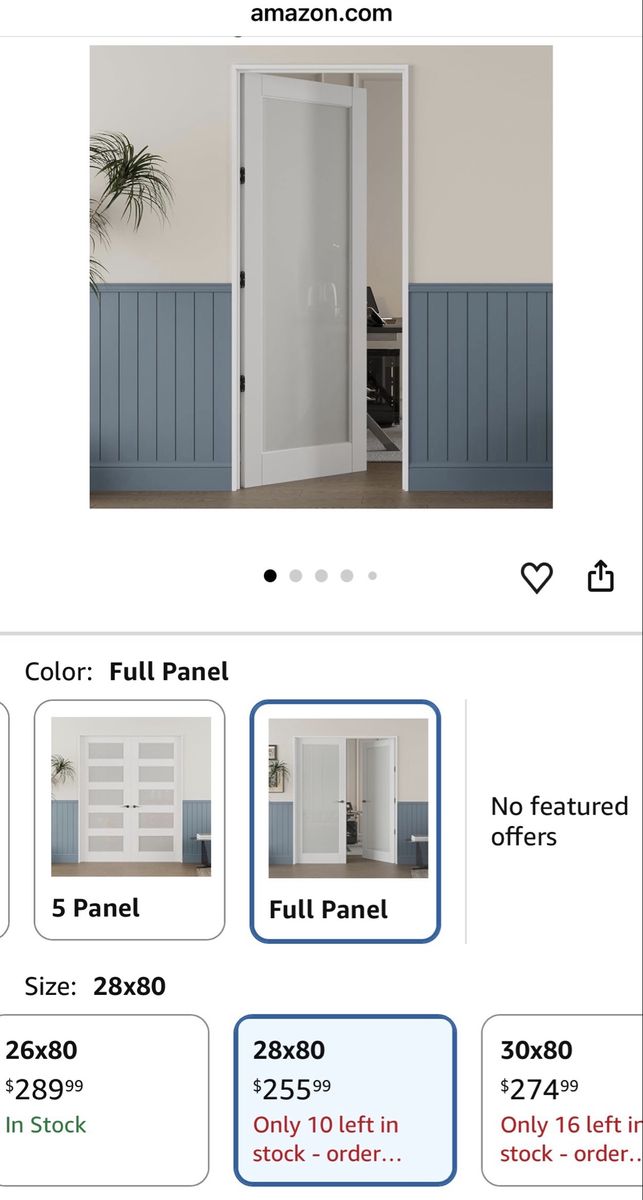 Brand new! 28x80 Interior Door Slab, Frosted Glass Door slab