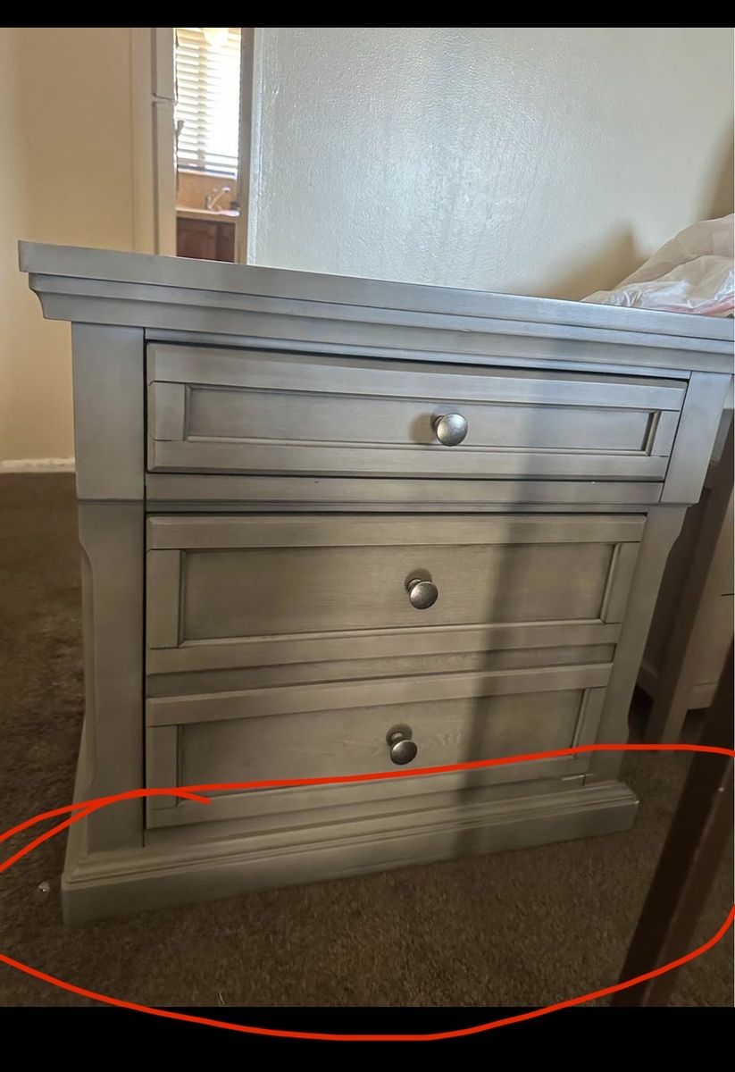 Light Gray Nightstand / End Table with 3 Drawers - new  Condition