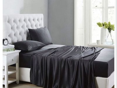 Lanest Housing Twin Black Satin Sheet Set