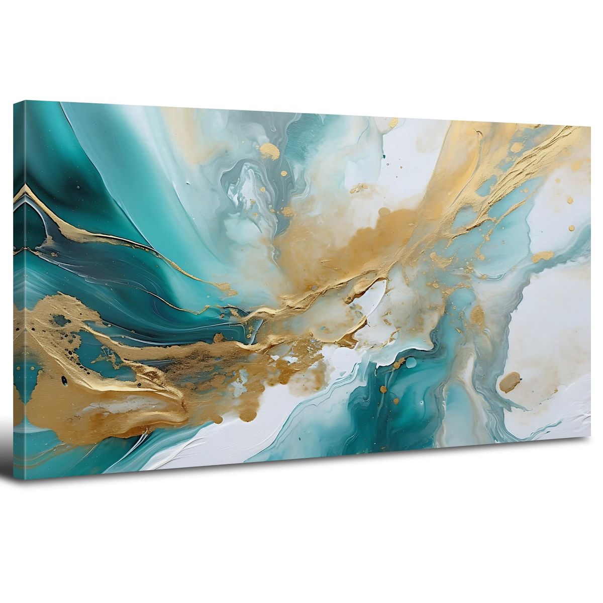 New Teal Wall Art Marble Canvas Picture for Living Room Turquoise