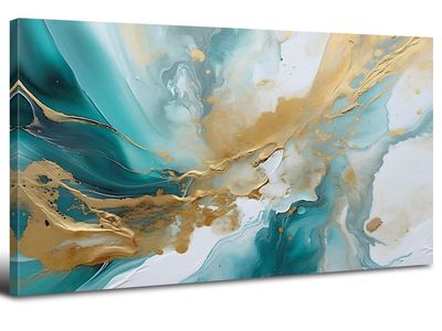 New Teal Wall Art Marble Canvas Picture for Living Room Turquoise