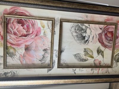 Framed Floral Wall Art – 44x25 – Hang Vertical or