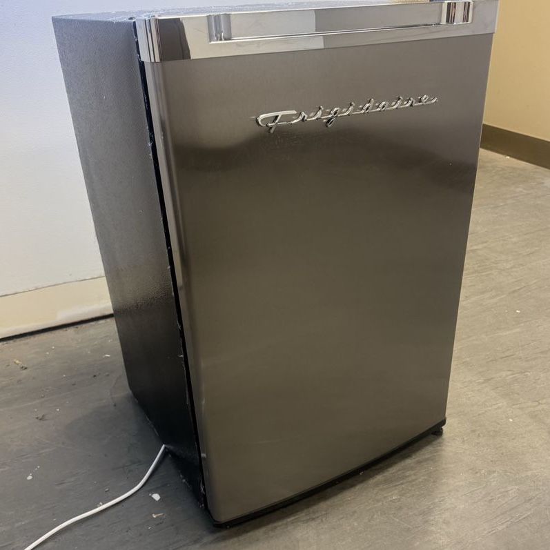 Frigidaire Mini Fridge, Compact Refrigerator, Black/Stainless Steel Finish, Great for Dorms/Offices
