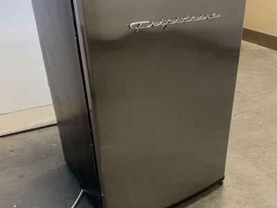 Frigidaire Mini Fridge, Compact Refrigerator, Black/Stainless Steel Finish, Great for Dorms/Offices