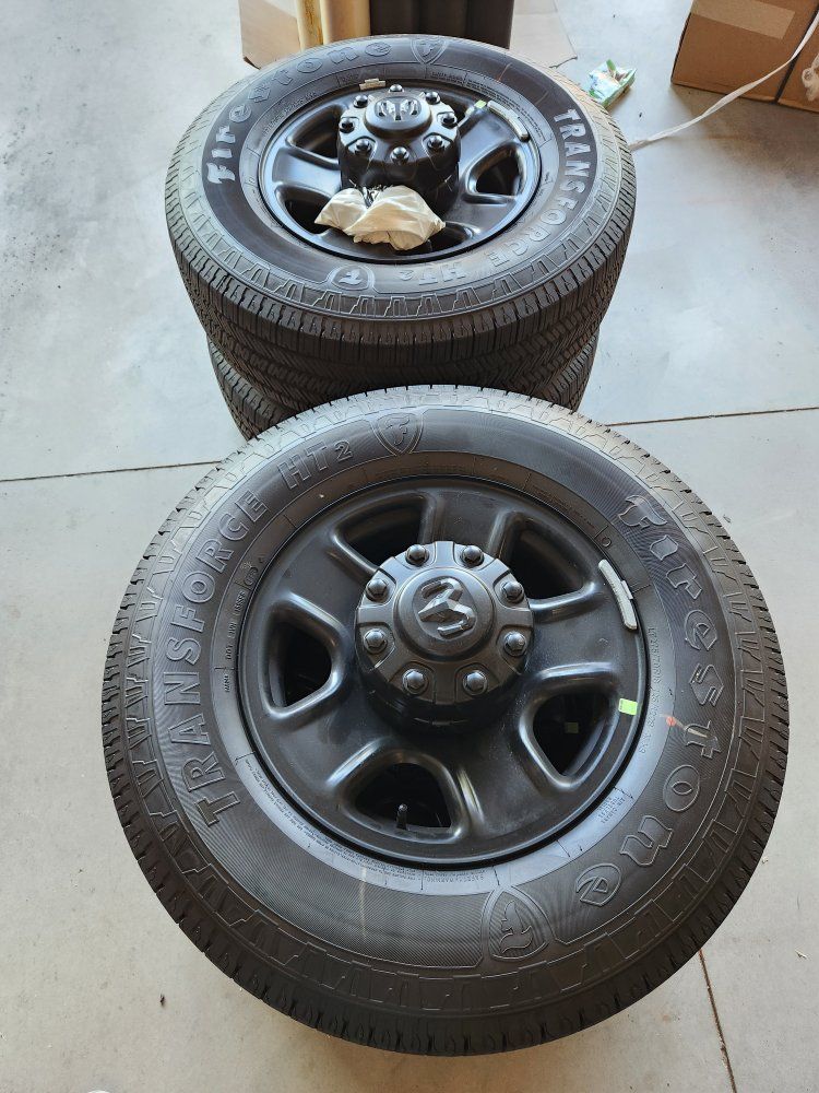 Firestone Transforce HT2 Tires with Black Dodge Ram Wheels - Set of 4, Excellent Condition