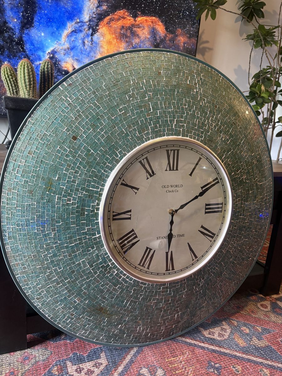 Pier 1 Imports Shades of Blue Mosaic 31” Clock