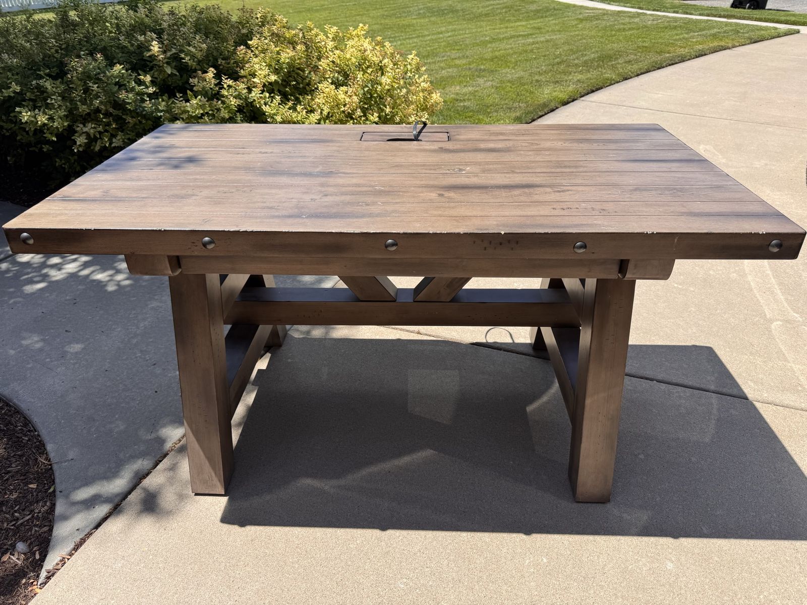 Rustic Solid Wood Desk with Built-In Power Outlet – Excellent Condition