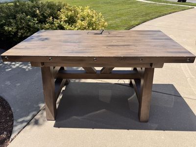 Rustic Solid Wood Desk with Built-In Power Outlet – Excellent Condition