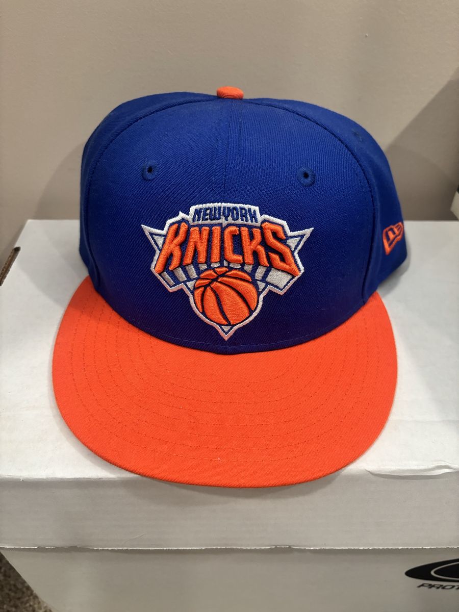 New Era 59FIFTY New York Knicks Fitted Hat Blue Orange Size 7 5/8