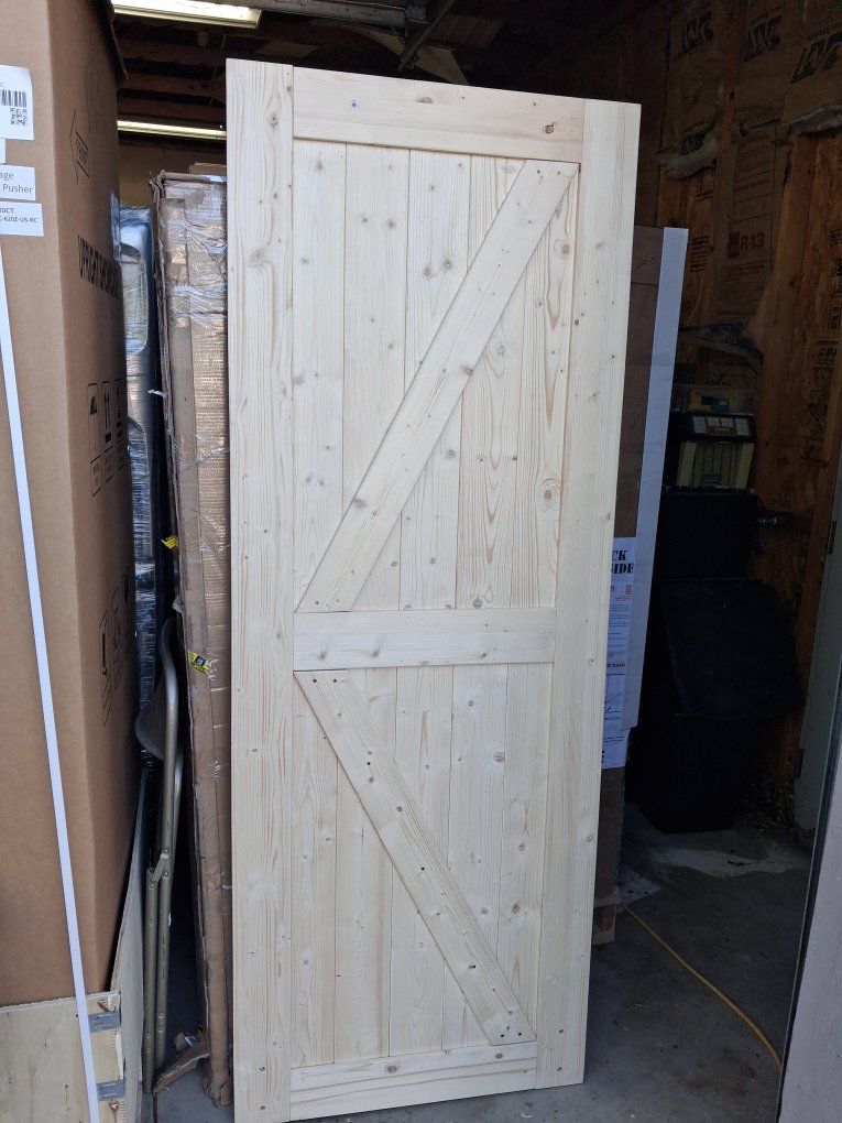 Solid 30X80 wood barn door slab pre-assembled barn door hardware is included