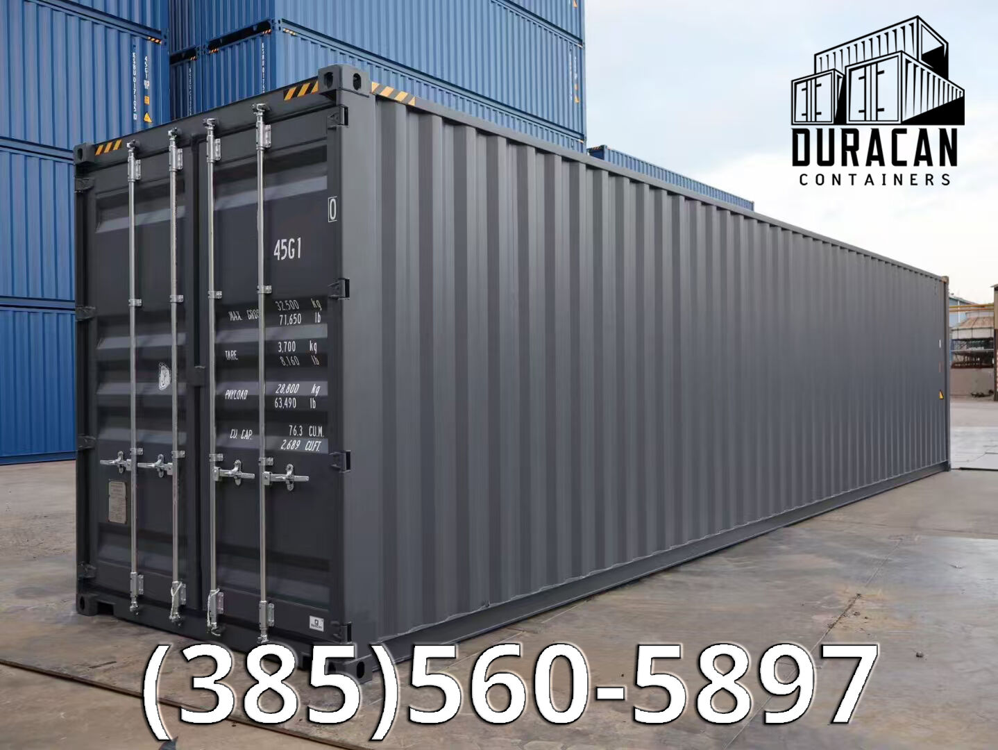 Shipping Container, 40' High Cube, New Single Trip, Storage Box - Dark Gray in Color