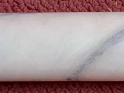 Marble Rolling Pin & Pastry Board Set - Natural White Stone, Wood Handles, 10" Pin