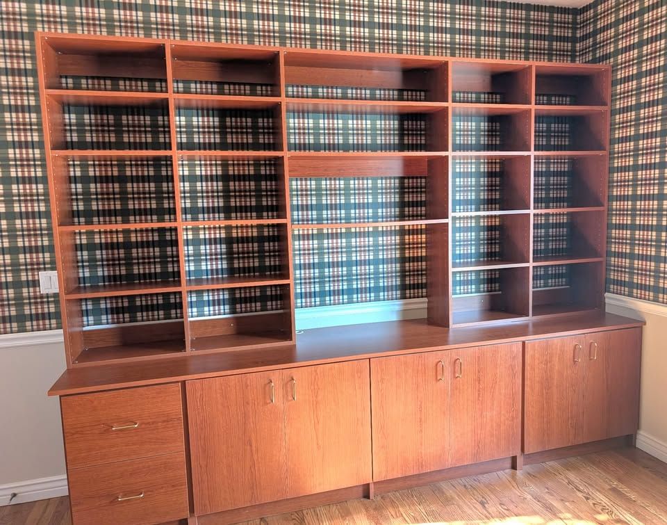 Large Executive Bookcase Wall Unit with Storage Cabinets – 122.5" W × 92" H