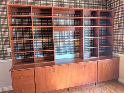 Large Executive Bookcase Wall Unit with Storage Cabinets – 122.5" W × 92" H