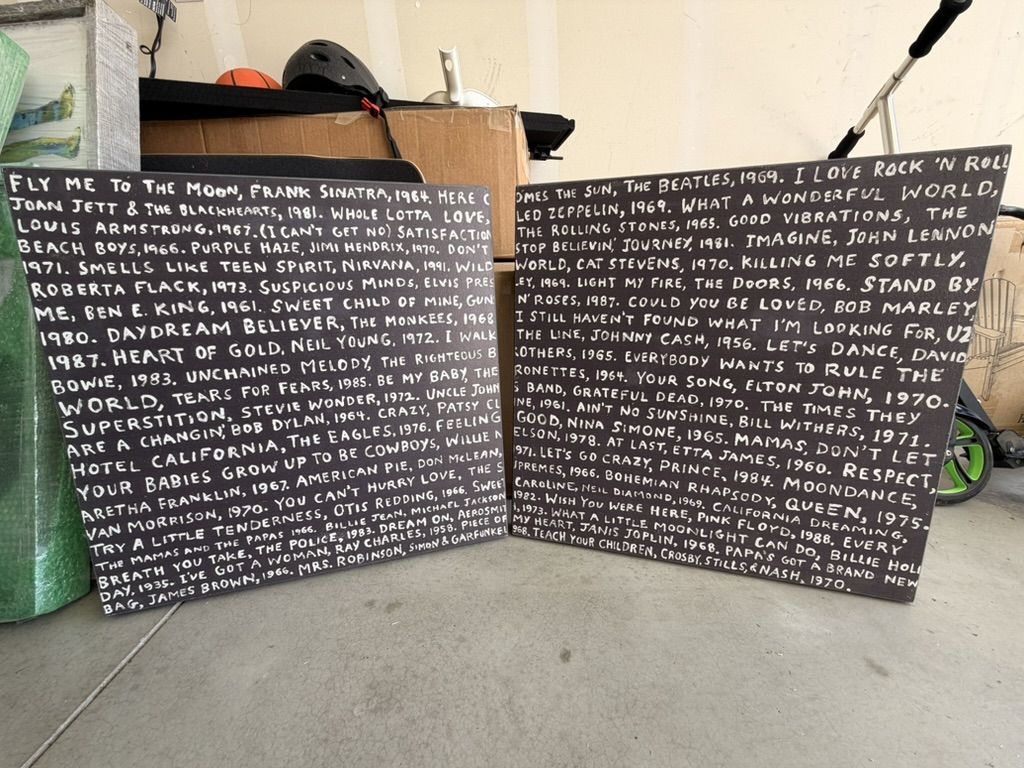 Sugarboo Song Lyric Art Canvas Set - Classic Rock, Pop & Soul Music Decor