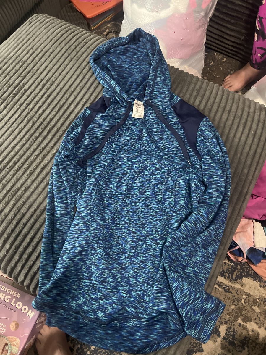 Danskin Now Blue Space Dye Athletic Hoodie Sweatshirt Size S (4-6)