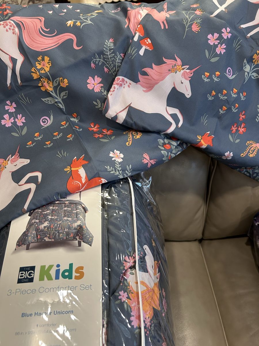 The Big One Kids Blue Harper Unicorn 3-Piece Comforter Set Full/Queen