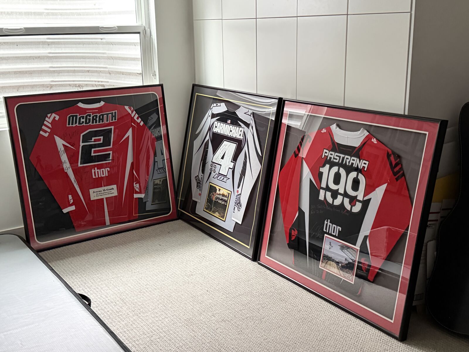 Three 41" x 38" picture frames / autographed jersey frames. Sports Card Baseball football hockey