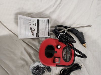 Red Steam Cleaner with Attachments & Manual - Versatile Home Cleaning Tool