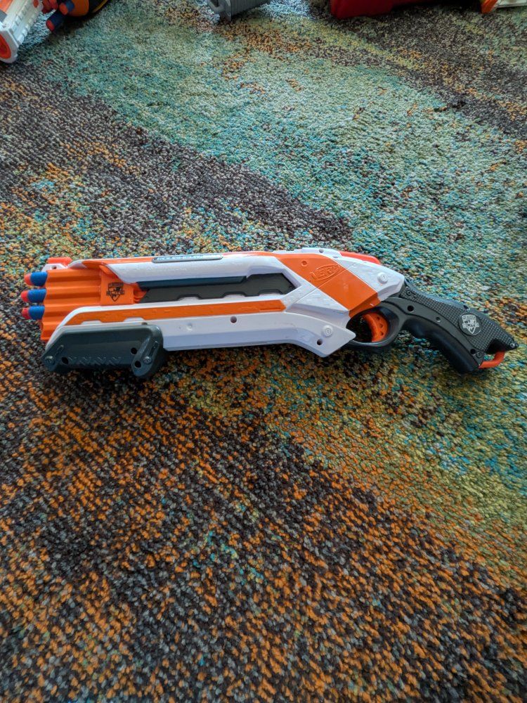 Nerf N-Strike Elite Roughcut 2x4 Blaster Toy Gun - Orange & White Foam Dart Shooter