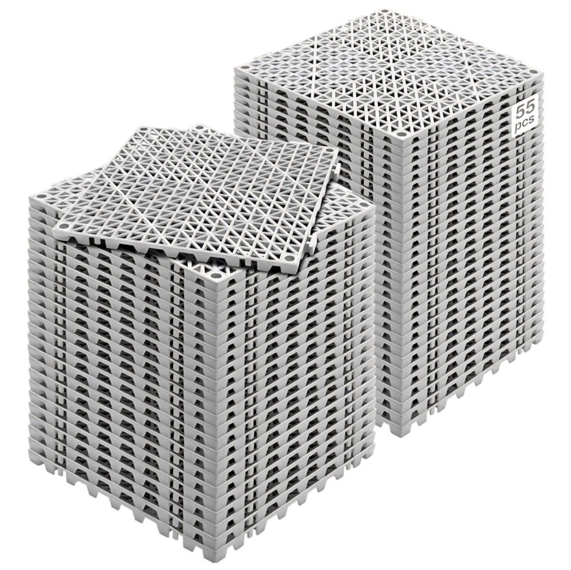 Interlocking Tile 55PCS, Drainage Tiles 12" x 12" Splicing, Soft PVC Interlocking Drainage Floor Ti