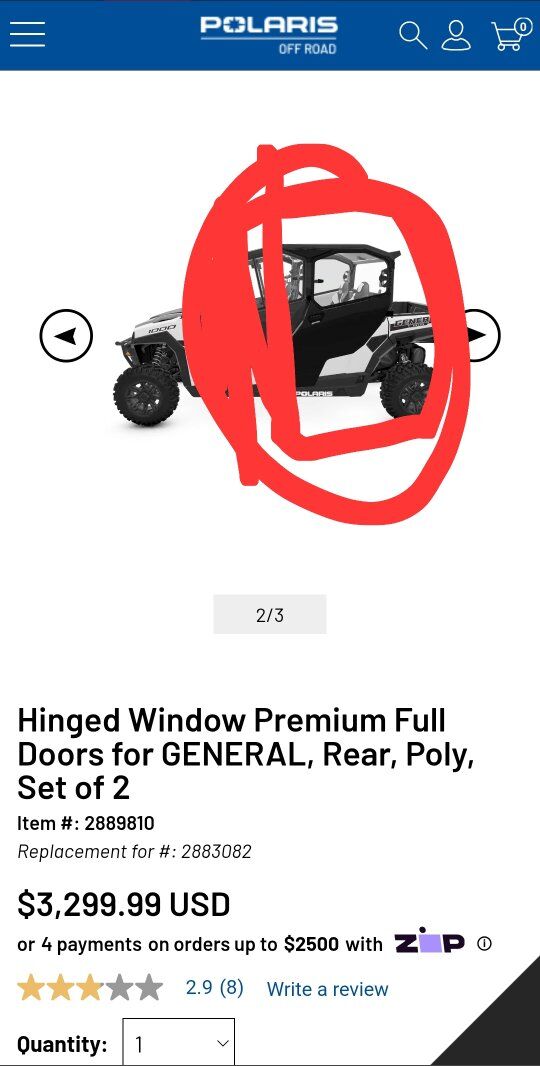 POLARIS GENERAL REAR DOORS 2889810