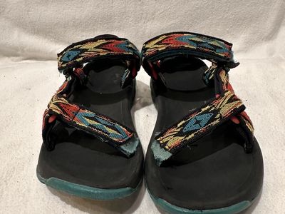 Teva toddler size 13 teal/black/yellow/red sports sandals