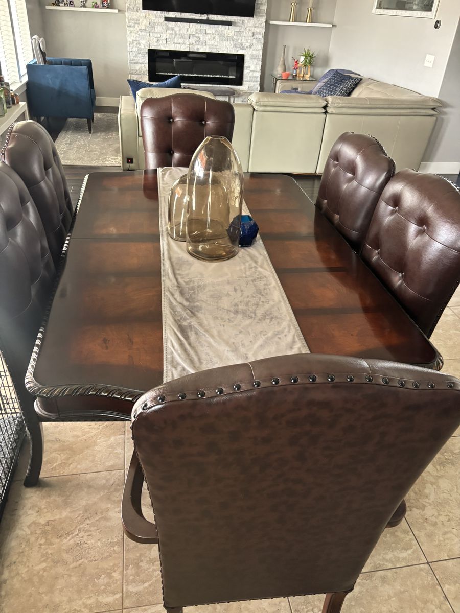 Wood Dining Table 6 Chairs