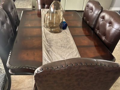 Wood Dining Table 6 Chairs