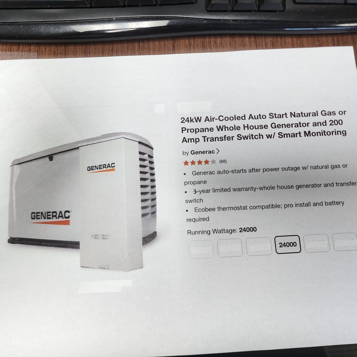 Generator - Generac 24kW Air Cooled Whole House