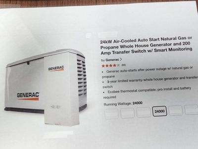 Generator - Generac 24kW Air Cooled Whole House
