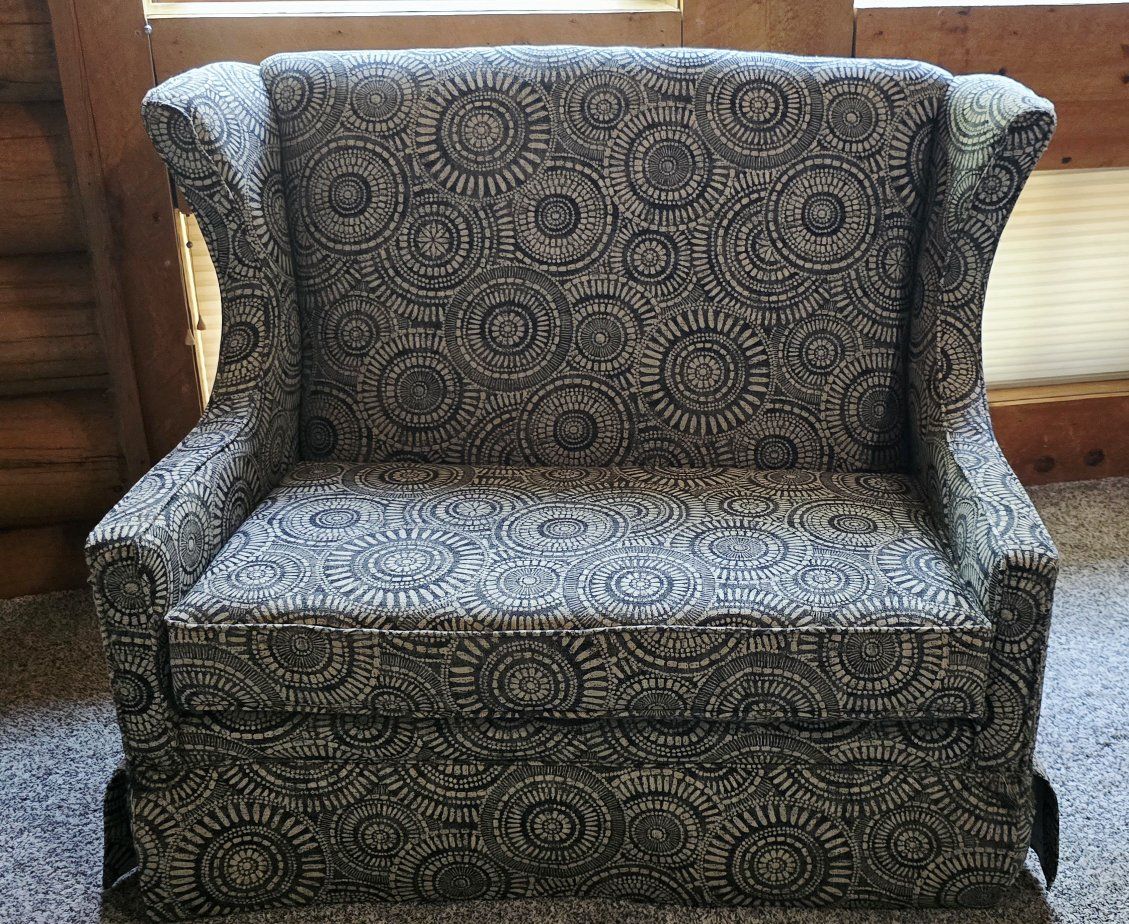 RC Wiley - Patterned Upholstered Wingback Rocking  2 person chair with Skirted Base