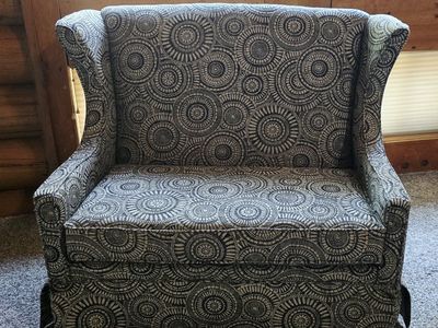 RC Wiley - Patterned Upholstered Wingback Rocking 2 person chair with Skirted Base