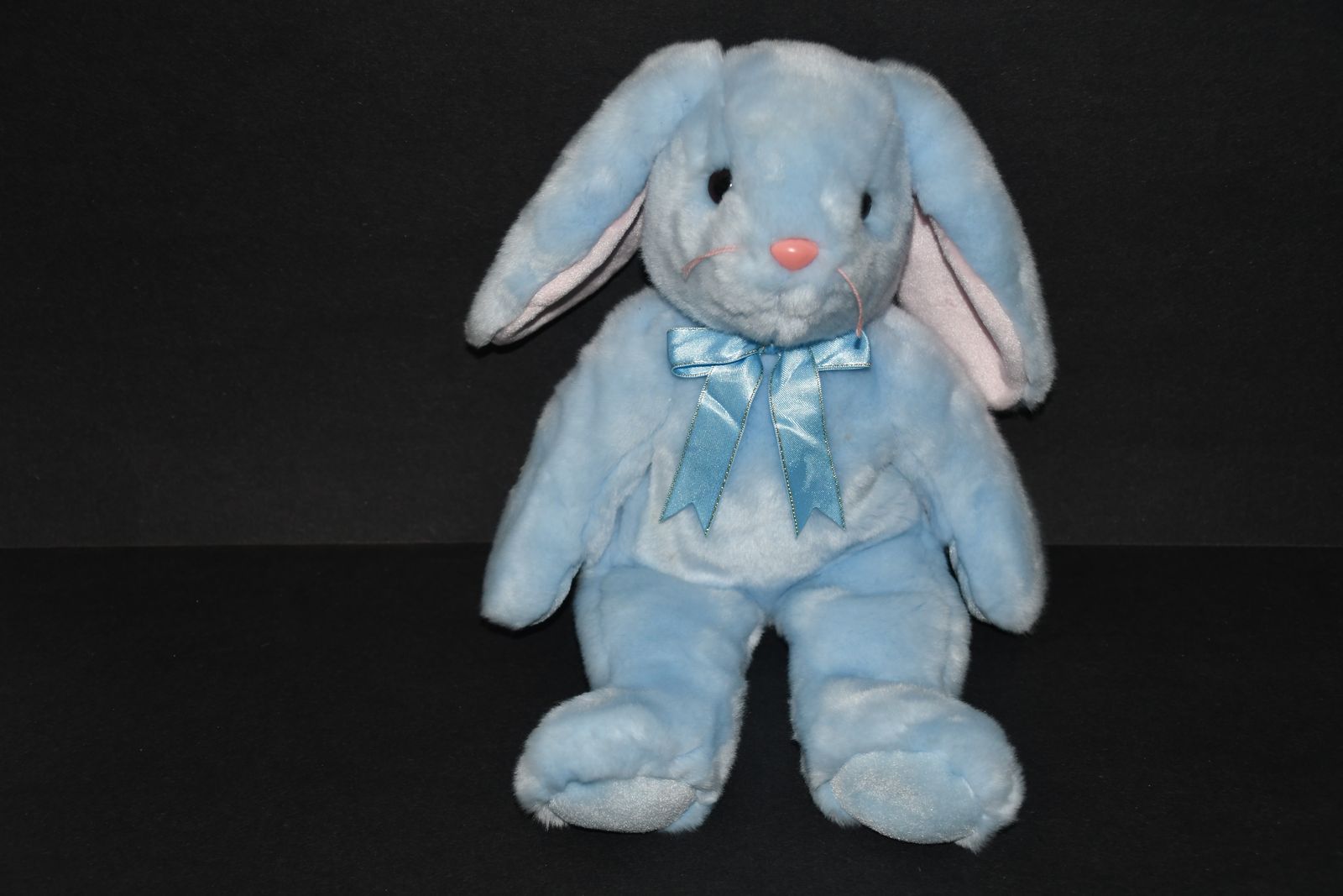VINTAGE 1999 TY "BLUE BUNNY" STUFFED ANIMAL ~ LENGTH 14" ~ BEANIE BUDDIES ~ SO SOFT ~ CUTE & CLEAN!