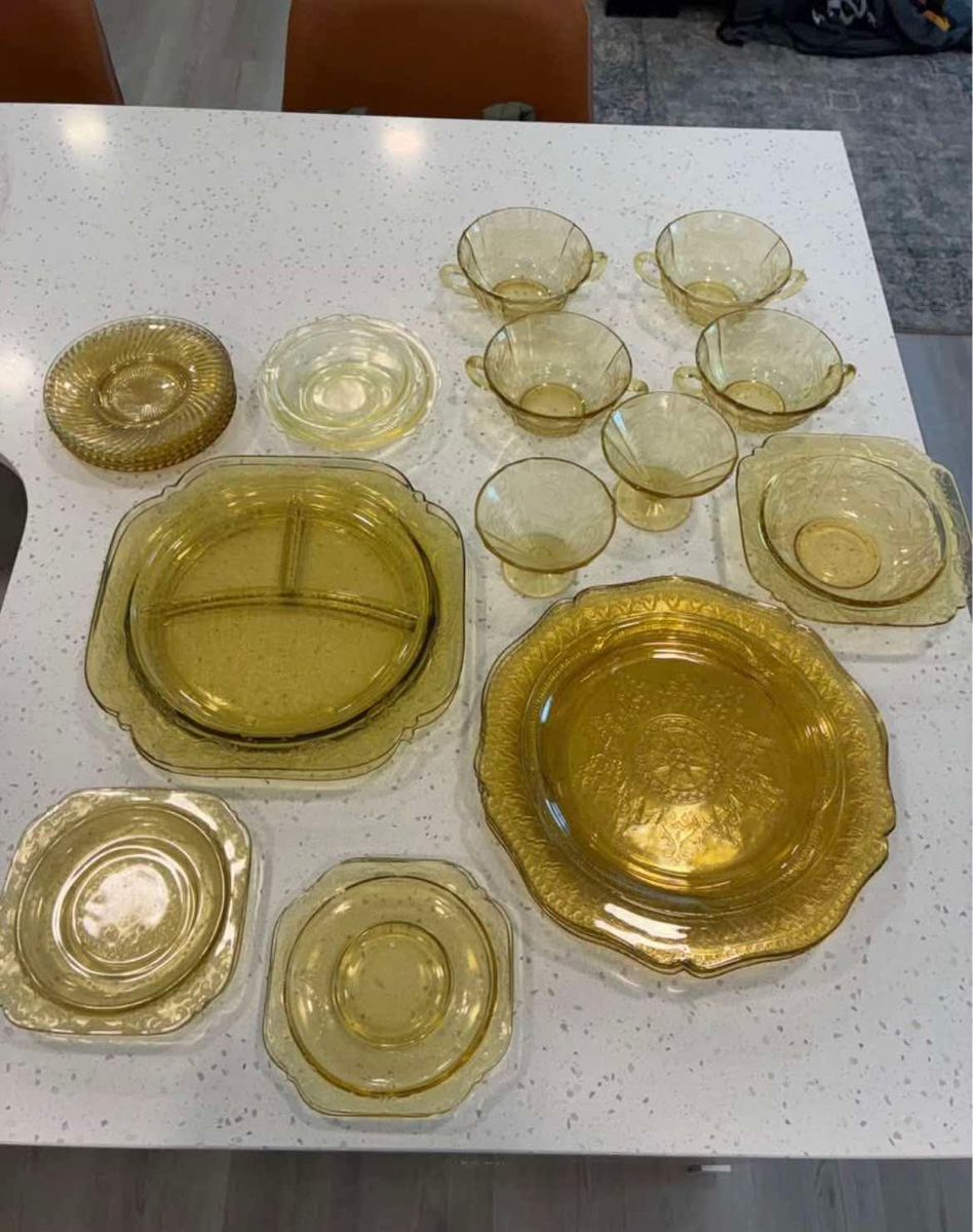 Antique Madrid Yellow Depression Glassware
